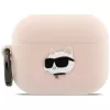 Silikónové puzdro Karl Lagerfeld Choupette Head 3D pre AirPods Pro 3, ružové