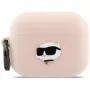 Silikónové puzdro Karl Lagerfeld Choupette Head 3D pre AirPods Pro 3, ružové