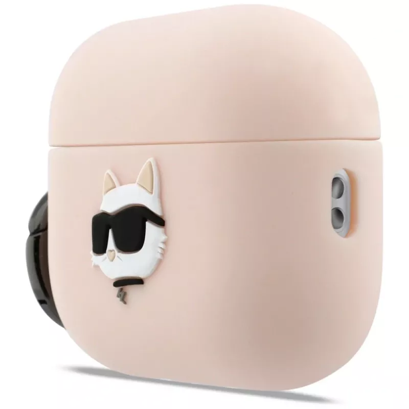 Silikónové puzdro Karl Lagerfeld Choupette Head 3D pre AirPods Pro 3, ružové