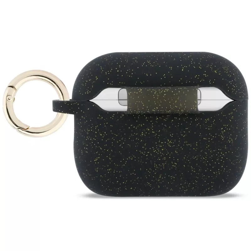 Silikónové puzdro Guess Glitter Ring pre AirPods Pro 3, čierne