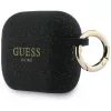 Silikónové puzdro Guess Glitter Ring pre AirPods Pro 3, čierne