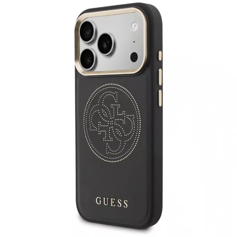 Guess Perforated 4G MagSafe puzdro pre iPhone 17 Pro Max, čierna