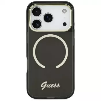 Guess IML Script Metal MagSafe puzdro pre Apple iPhone 17, čierna