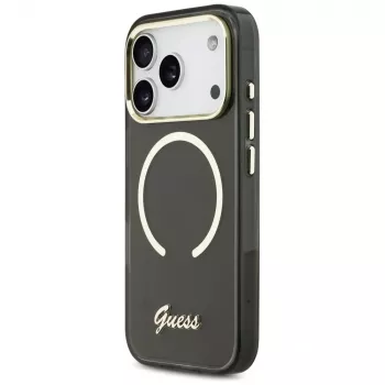 Guess IML Script Metal MagSafe puzdro pre Apple iPhone 17 Pro Max, čierna