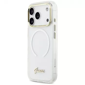 Guess IML Gradient Script Metal MagSafe puzdro pre iPhone 17 Pro Max, biela