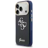 Guess IML 4G Script Metal puzdro pre Apple iPhone 17 Pro, modrá