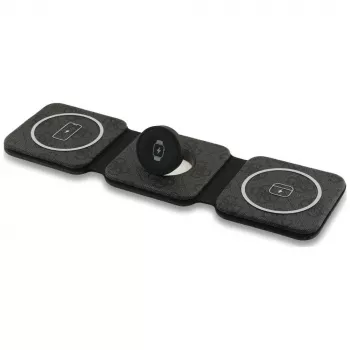 Guess 4G Wireless Charger - MagSafe 3-in-1 indukčná nabíjacia stanica pre iPhone, AirPods a Apple Watch 15W (čierna)