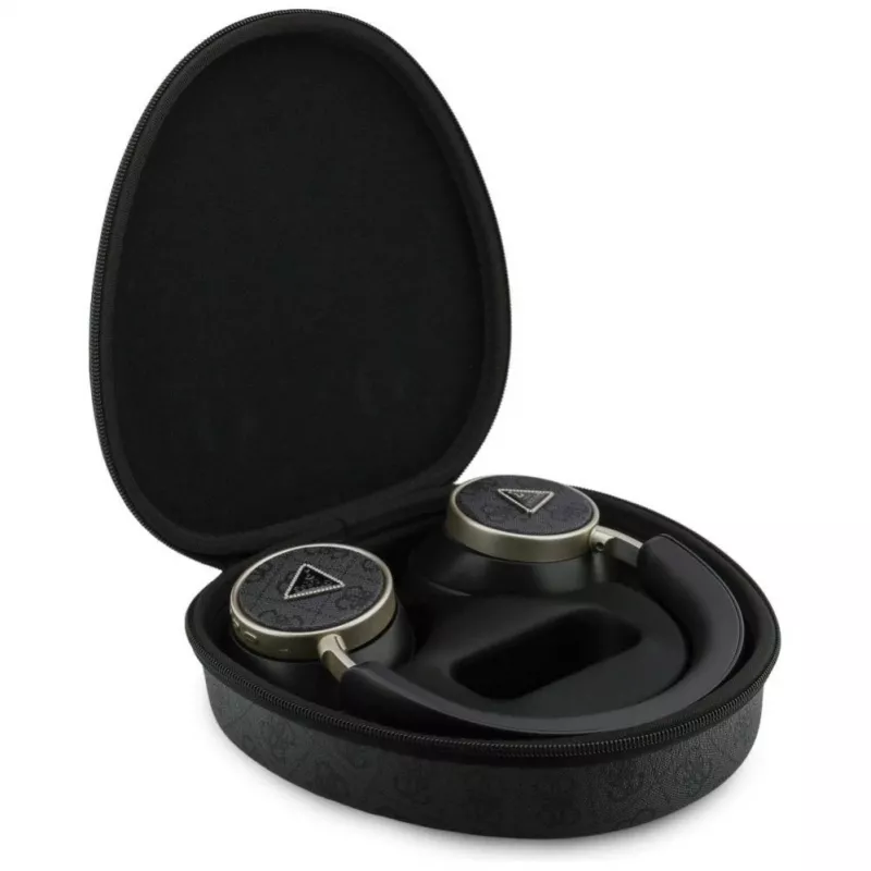 Guess 4G Triangle Logo bezdrôtové Bluetooth 5.4 over-ear slúchadlá s ENC, čierna
