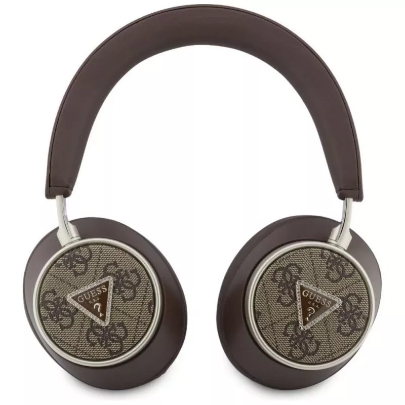 Guess 4G Triangle Logo bezdrôtové Bluetooth 5.4 on-ear slúchadlá s ENC, hnedá
