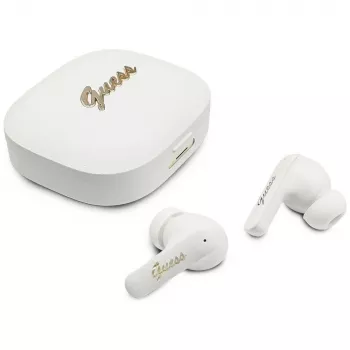 Guess Script Metal Logo True Wireless Stereo slúchadlá biele