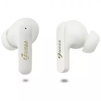 Guess Script Metal Logo True Wireless Stereo slúchadlá biele