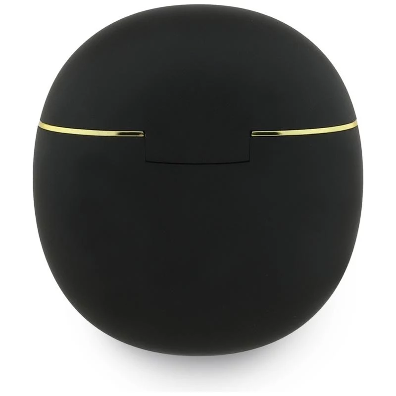 Guess Gold Line Triangle TWS Bluetooth slúchadlá s nabíjacím puzdrom (čierne)