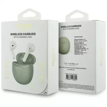 Guess Gold Line Triangle TWS Bluetooth slúchadlá s nabíjacím puzdrom (khaki)