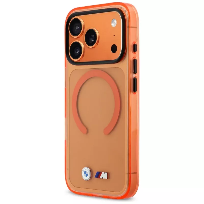 Puzdro BMW M IML Metal Logos MagSafe pre iPhone 17 Pro Max, oranžové