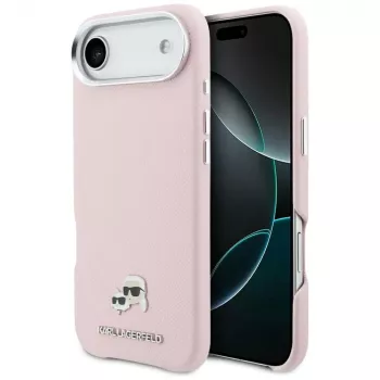KARL LAGERFELD Karl & Choupette Head Pins Saffiano MagSafe puzdro pre Apple iPhone Air, ružové