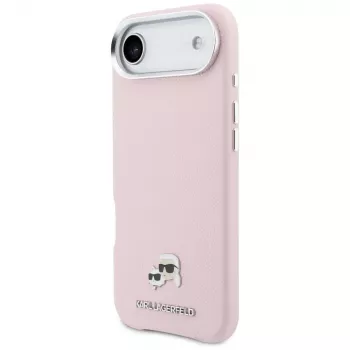 KARL LAGERFELD Karl & Choupette Head Pins Saffiano MagSafe puzdro pre Apple iPhone Air, ružové