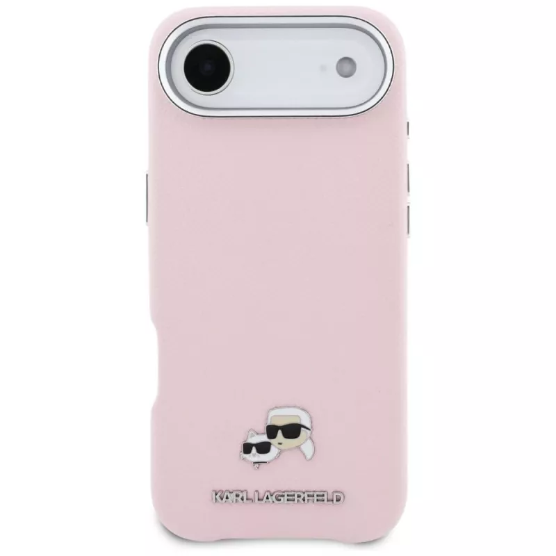 KARL LAGERFELD Karl & Choupette Head Pins Saffiano MagSafe puzdro pre Apple iPhone Air, ružové