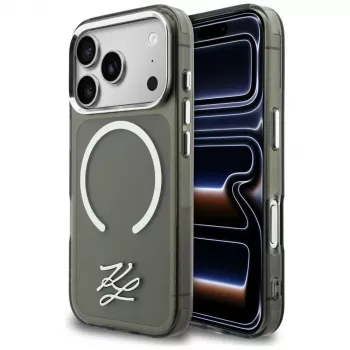 KARL LAGERFELD IML KL Script Logo MagSafe puzdro pre Apple iPhone 17 Pro, čierne