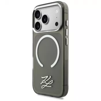 KARL LAGERFELD IML KL Script Logo MagSafe puzdro pre Apple iPhone 17 Pro, čierne