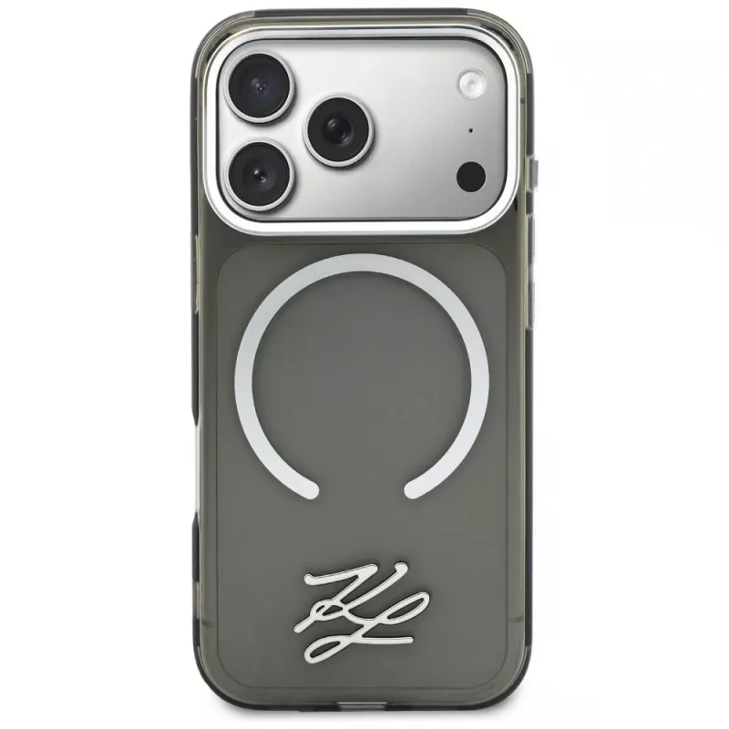 KARL LAGERFELD IML KL Script Logo MagSafe puzdro pre Apple iPhone 17 Pro, čierne