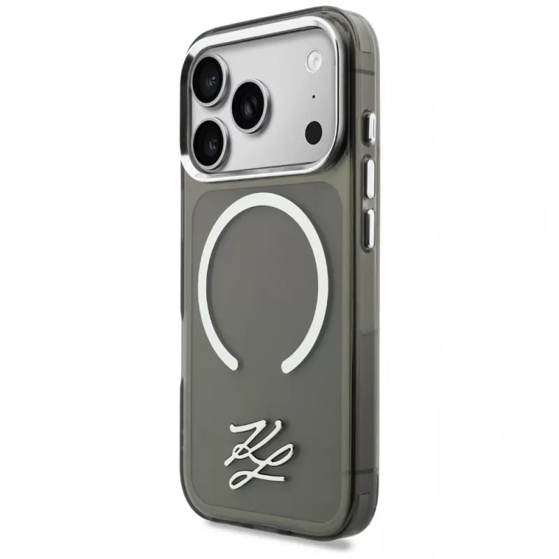 KARL LAGERFELD IML KL Script Logo MagSafe puzdro pre Apple iPhone 17 Pro Max, čierne