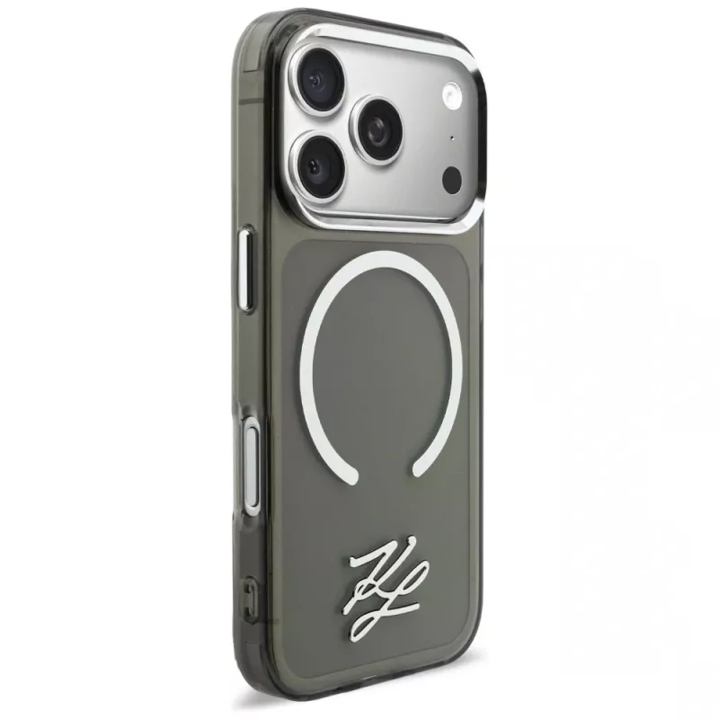 KARL LAGERFELD IML KL Script Logo MagSafe puzdro pre Apple iPhone 17 Pro Max, čierne