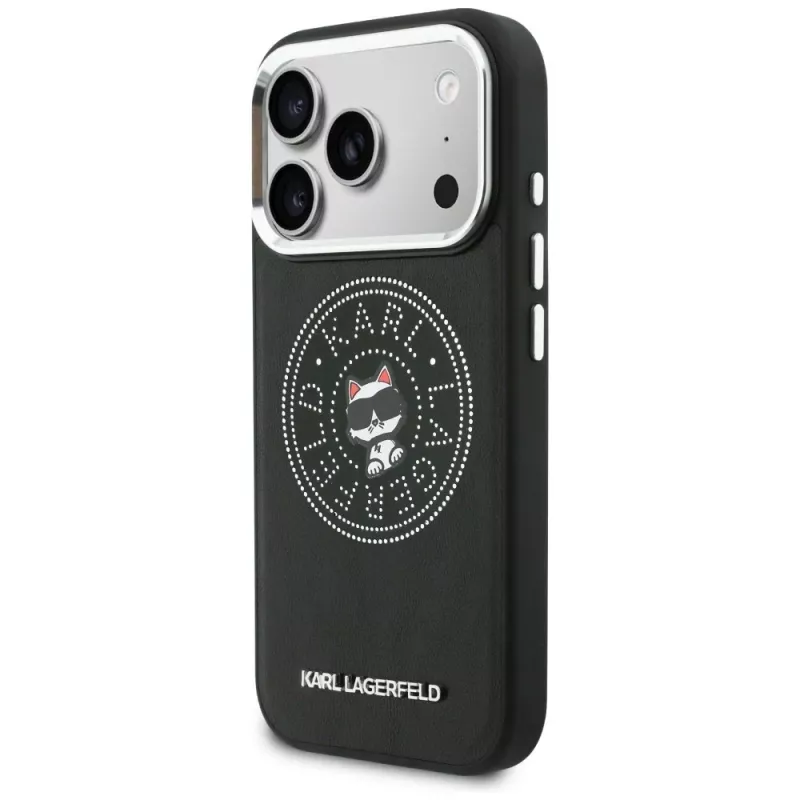 KARL LAGERFELD Point & Choupette Sketch MagSafe puzdro pre iPhone 17 Pro Max, čierne