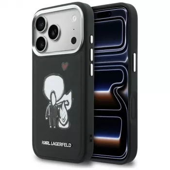 KARL LAGERFELD Karl & Choupette Back Logo MagSafe puzdro pre iPhone 17 Pro čierna