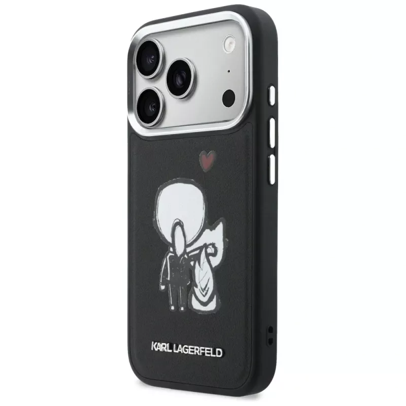 KARL LAGERFELD Karl & Choupette Back Logo MagSafe puzdro pre iPhone 17 Pro Max, čierna