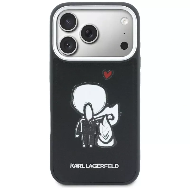 KARL LAGERFELD Karl & Choupette Back Logo MagSafe puzdro pre iPhone 17 Pro Max, čierna