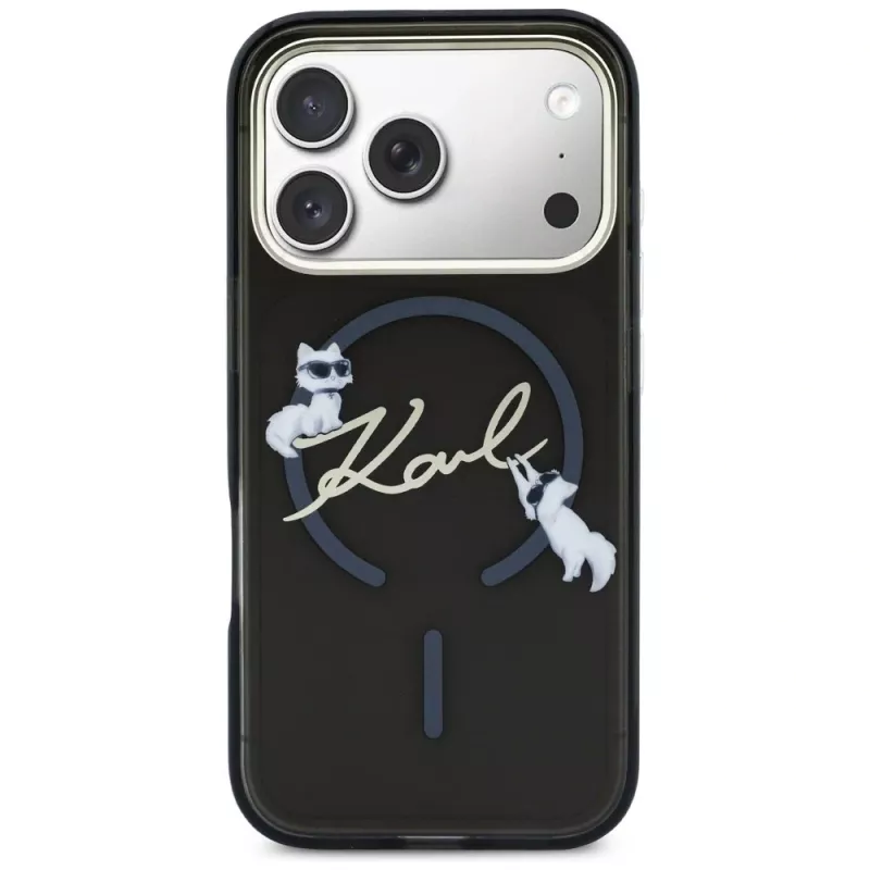 KARL LAGERFELD IML Choupettes KarlScript Logo MagSafe puzdro pre Apple iPhone 17 Pro, čierna