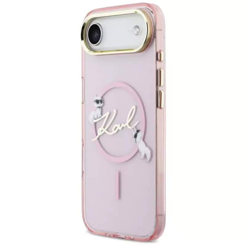 KARL LAGERFELD IML Choupettes KarlScript Logo MagSafe puzdro pre iPhone Air, ružová