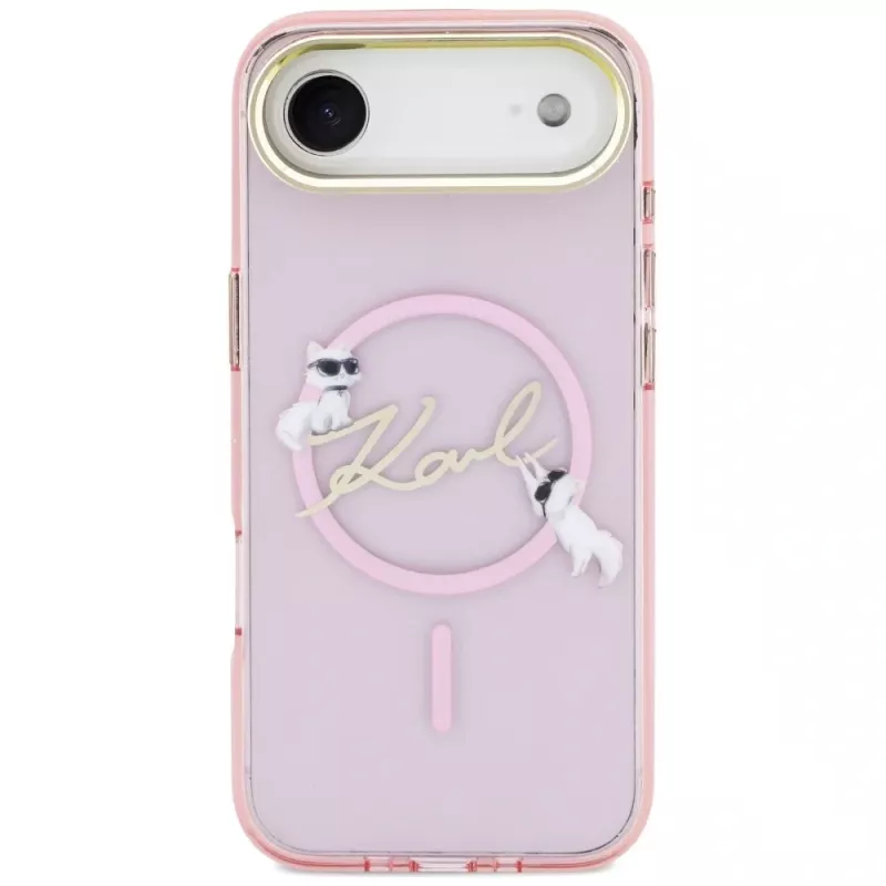 KARL LAGERFELD IML Choupettes KarlScript Logo MagSafe puzdro pre iPhone Air, ružová