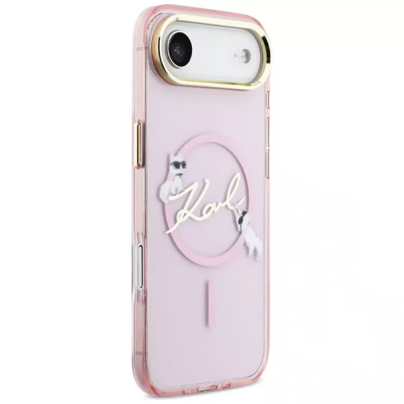KARL LAGERFELD IML Choupettes KarlScript Logo MagSafe puzdro pre iPhone Air, ružová
