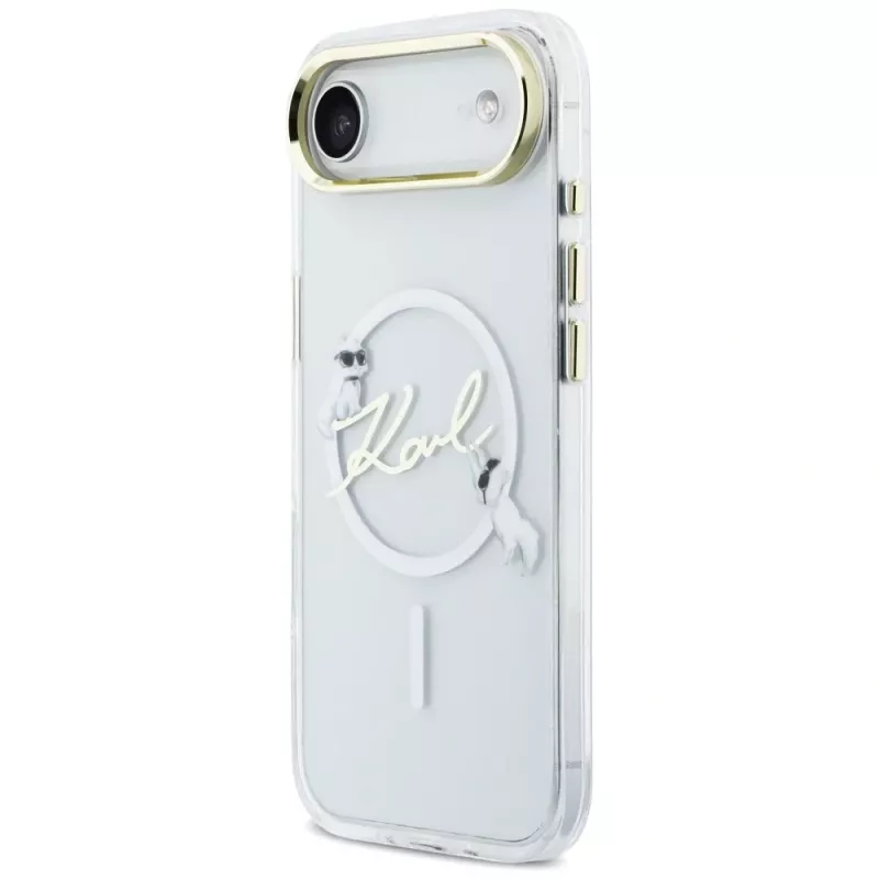Karl Lagerfeld IML Choupettes KarlScript Logo MagSafe puzdro pre iPhone Air, transparentná