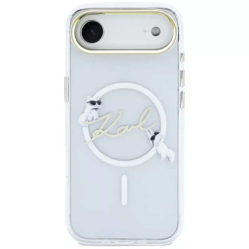Karl Lagerfeld IML Choupettes KarlScript Logo MagSafe puzdro pre iPhone Air, transparentná