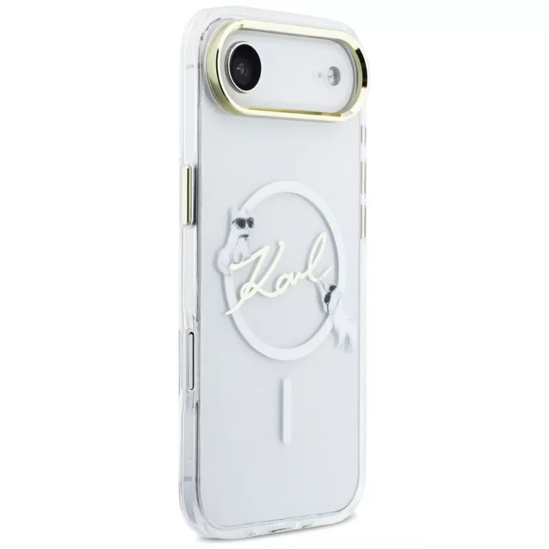 Karl Lagerfeld IML Choupettes KarlScript Logo MagSafe puzdro pre iPhone Air, transparentná