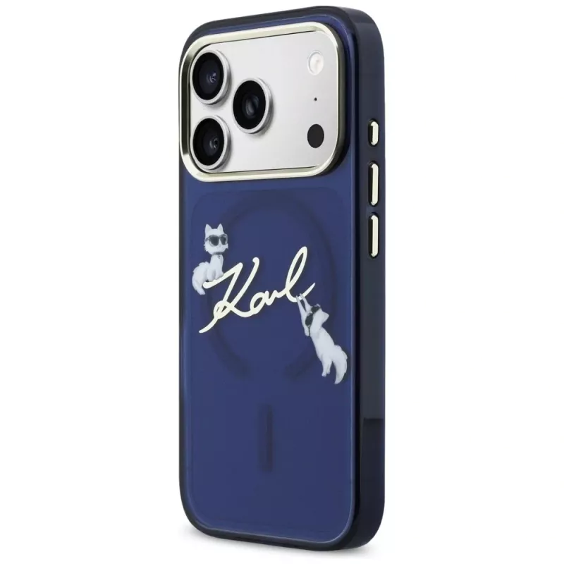 KARL LAGERFELD IML Choupettes KarlScript Logo MagSafe puzdro pre Apple iPhone 17 Pro Max - modrá