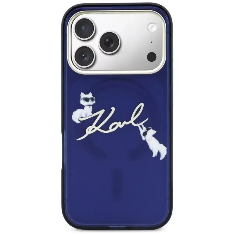 KARL LAGERFELD IML Choupettes KarlScript Logo MagSafe puzdro pre Apple iPhone 17 Pro Max - modrá