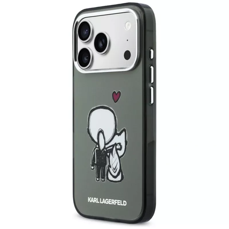KARL LAGERFELD Karl & Choupette Back MagSafe puzdro pre Apple iPhone 17 Pro, čierna