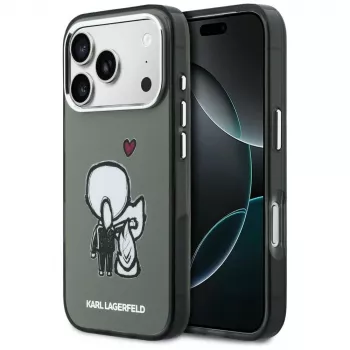 KARL LAGERFELD Karl & Choupette Back MagSafe puzdro pre iPhone 17 Pro Max, čierna