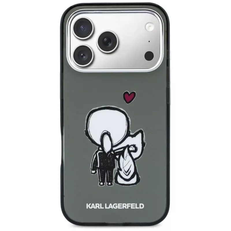 KARL LAGERFELD Karl & Choupette Back MagSafe puzdro pre iPhone 17 Pro Max, čierna