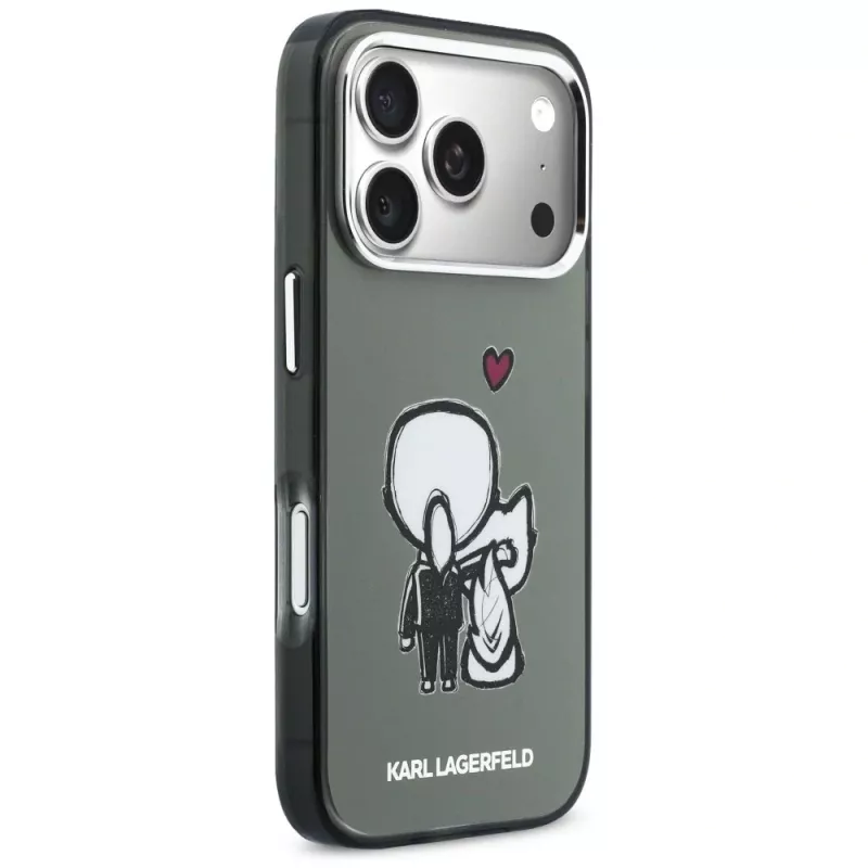 KARL LAGERFELD Karl & Choupette Back MagSafe puzdro pre iPhone 17 Pro Max, čierna