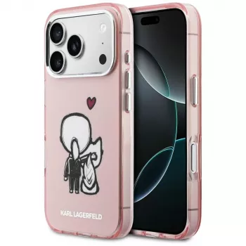 KARL LAGERFELD Karl & Choupette Back MagSafe puzdro pre iPhone 17 Pro ružová