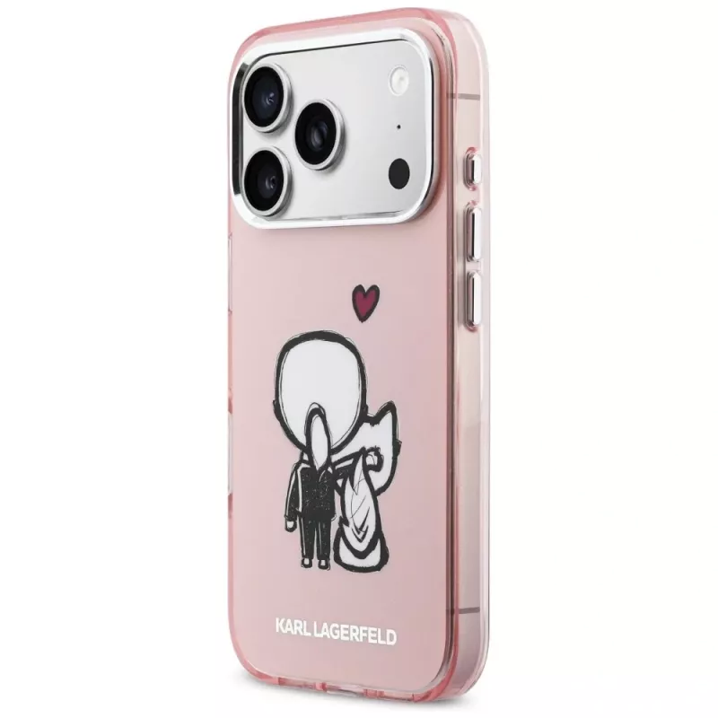 KARL LAGERFELD Karl & Choupette Back MagSafe puzdro pre iPhone 17 Pro ružová