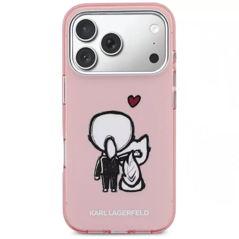 KARL LAGERFELD Karl & Choupette Back MagSafe puzdro pre iPhone 17 Pro ružová