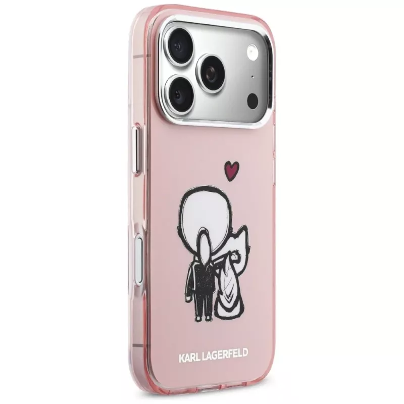 KARL LAGERFELD Karl & Choupette Back MagSafe puzdro pre iPhone 17 Pro ružová