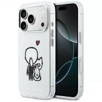 Karl Lagerfeld Karl & Choupette Back MagSafe puzdro pre iPhone 17 Pro, transparentná