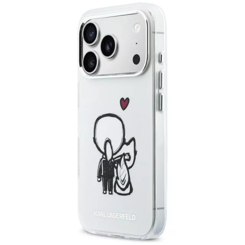 Karl Lagerfeld Karl & Choupette Back MagSafe puzdro pre iPhone 17 Pro, transparentná
