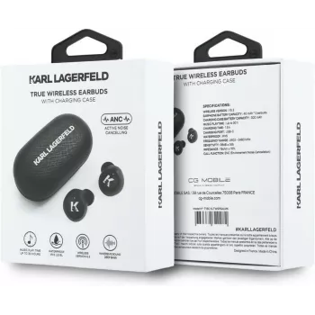 Karl Lagerfeld Saffiano Logo ENC TWS slúchadlá čierna